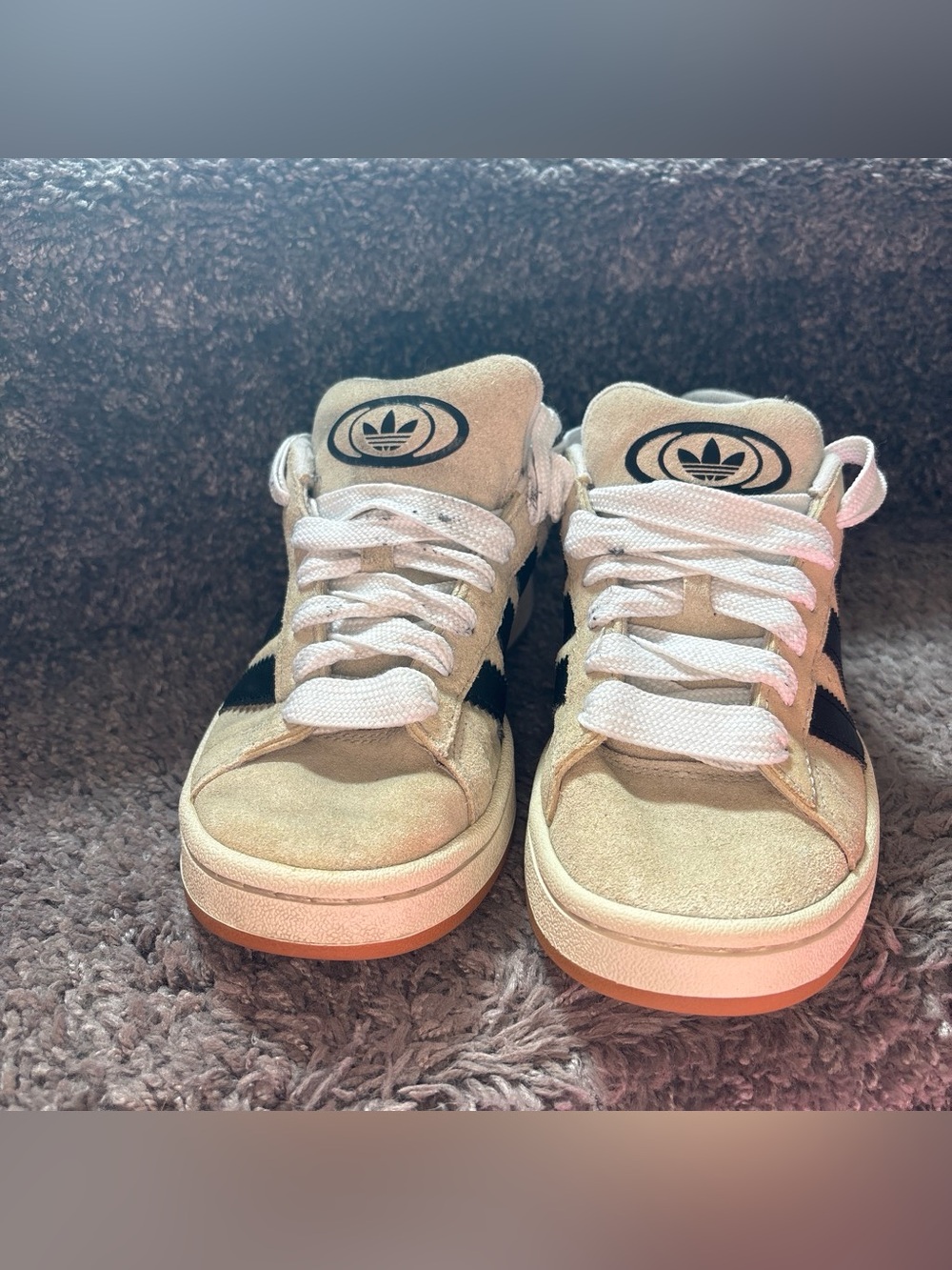 adidas  Tan Suede Sneakers with Black Stripes